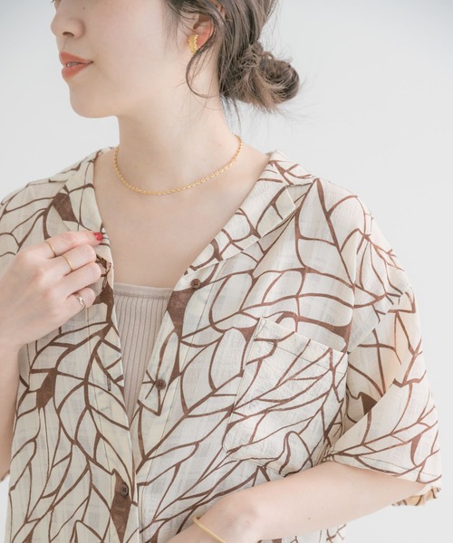 ITEMS URBANRESEARCH（アイテムズ アーバンリサーチ）の「カイキンプリントシャツ（シャツ/ブラウス・レディース・ブラック/オフホワイト・FREE）」の17枚目の写真