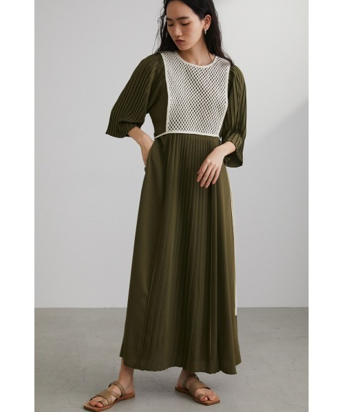 STYLEMIXER（スタイルミキサー）の「メッシュコンビプリーツワンピース