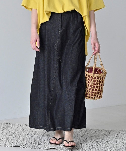 LUPILIEN（ルピリアン）の「7oz デニムツイルリメイク風スカート（スカート・レディース・ブラック/カーキ/ブルー・FREE）」の8枚目の写真