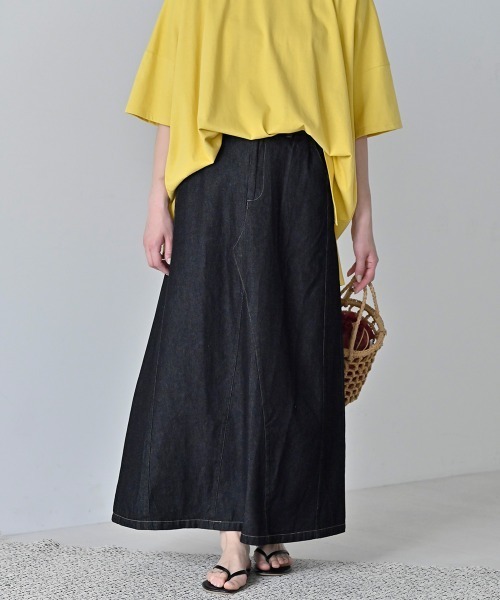 LUPILIEN（ルピリアン）の「7oz デニムツイルリメイク風スカート（スカート・レディース・ブラック/カーキ/ブルー・FREE）」の9枚目の写真