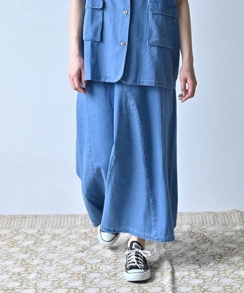 LUPILIEN（ルピリアン）の「7oz デニムツイルリメイク風スカート（スカート・レディース・ブラック/カーキ/ブルー・FREE）」の12枚目の写真