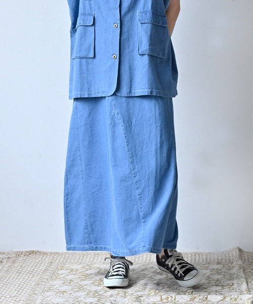 LUPILIEN（ルピリアン）の「7oz デニムツイルリメイク風スカート（スカート・レディース・ブラック/カーキ/ブルー・FREE）」の13枚目の写真