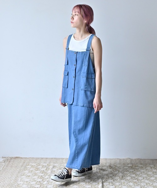 LUPILIEN（ルピリアン）の「7oz デニムツイルリメイク風スカート（スカート・レディース・ブラック/カーキ/ブルー・FREE）」の14枚目の写真