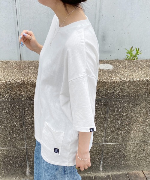 PairPair(ペアペア)の「WピスネームポケットTEE(ユニセックス)(Tシャツ/カットソー・メンズ・オフホワイト/ボルドー/スミクロ・MEDIUM/LARGE)」の7枚目の写真
