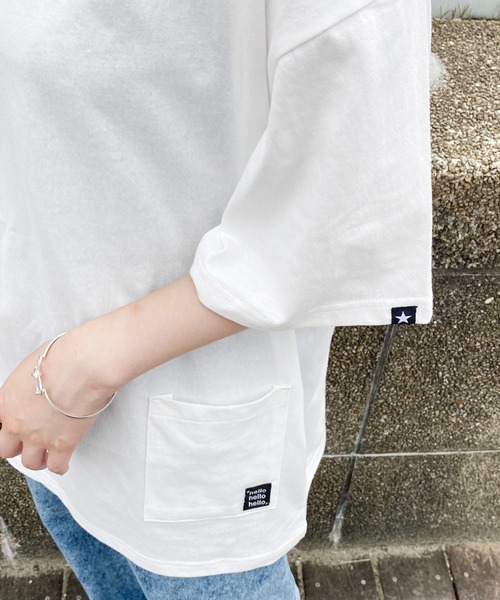 PairPair(ペアペア)の「WピスネームポケットTEE(ユニセックス)(Tシャツ/カットソー・メンズ・オフホワイト/ボルドー/スミクロ・MEDIUM/LARGE)」の8枚目の写真