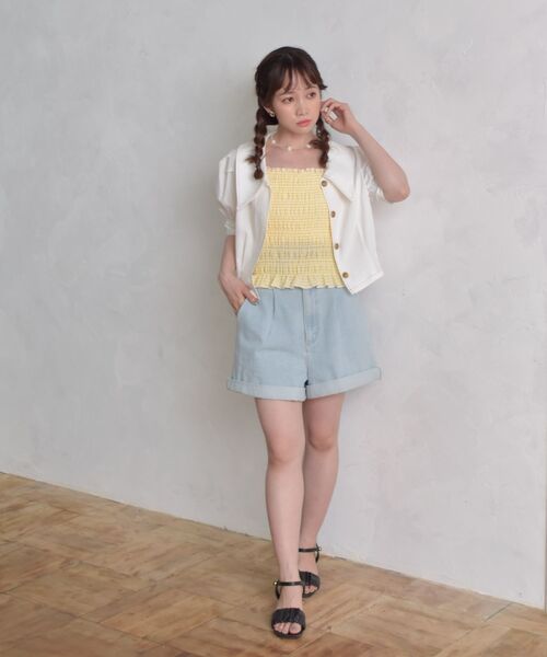 ems excite（エムズエキサイト）の「ステッチショートシャツ（シャツ/ブラウス・レディース・ブラック/ホワイト/ライトグレー・FREE）」の19枚目の写真