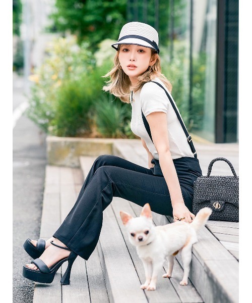 Darich（ダーリッチ）の「フラップサスペンダーパンツ（その他パンツ・レディース・ピンク/アイボリー/ブラック・S/M）」の8枚目の写真