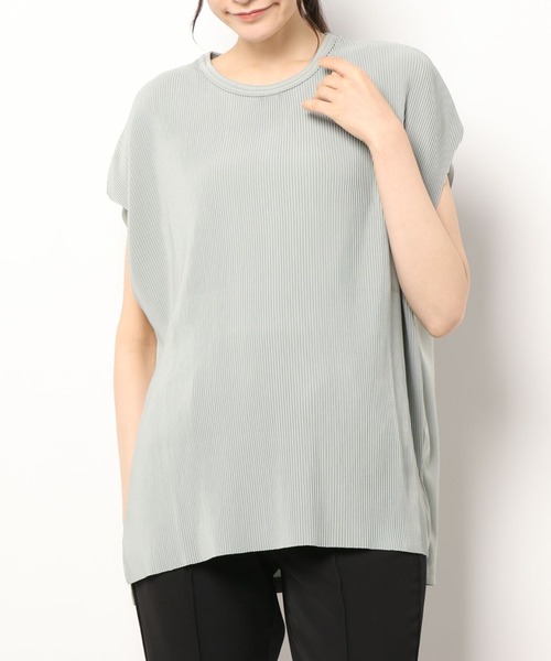 WHITELAND(ホワイトランド)の「WHITELAND/ホワイトランド/プリーツノースリーブ(Tシャツ/カットソー・レディース・ブラック/グレー/ブルー・MEDIUM/LARGE)」の1枚目の写真