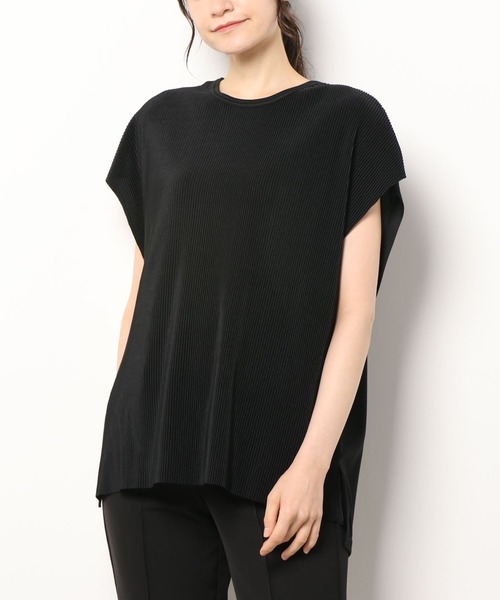 WHITELAND(ホワイトランド)の「WHITELAND/ホワイトランド/プリーツノースリーブ(Tシャツ/カットソー・レディース・ブラック/グレー/ブルー・MEDIUM/LARGE)」の2枚目の写真