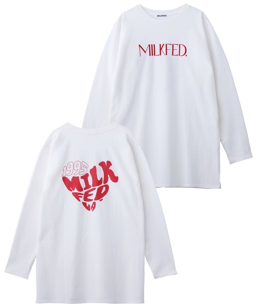 MILKFED.(ミルクフェド)の「BACK HEART LOGO L/S TOP(Tシャツ/カットソー・レディース・ホワイト/ブルー/ブラック・ONE SIZE)」の1枚目の写真