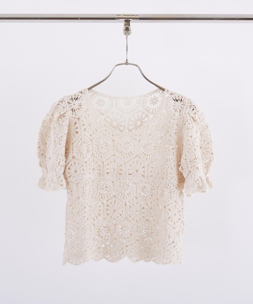 PAPAVER（パパヴェル）の「【papaver】かぎ針ニット（ニット/セーター・レディース・キナリ/ブラック・MEDIUM）」の4枚目の写真