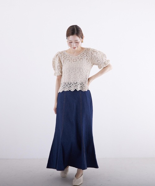 PAPAVER（パパヴェル）の「【papaver】かぎ針ニット（ニット/セーター・レディース・キナリ/ブラック・MEDIUM）」の8枚目の写真