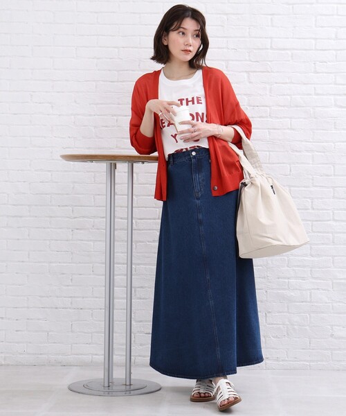 SHOO・LA・RUE（シューラルー）の「◆【洗える】シアー Vネック カーディガン（カーディガン/ボレロ・レディース・ブラック/オレンジ/ブルー/グリーン/ホワイト系・00）」の6枚目の写真