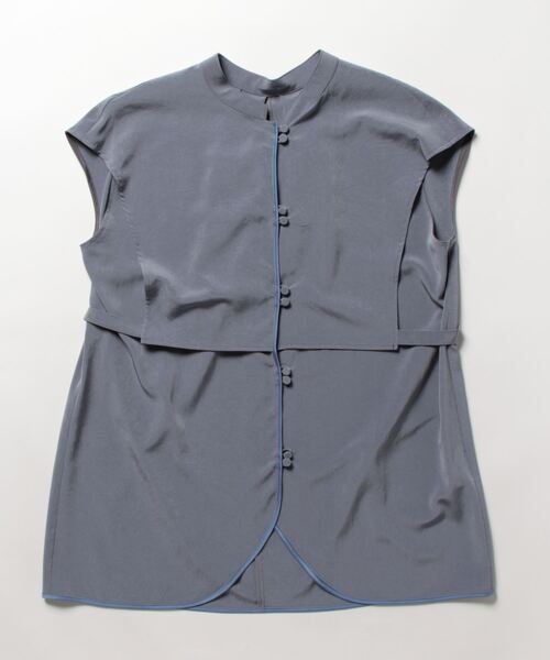 PUBLIC TOKYO（パブリックトウキョウ）の「フレンチスリーブレイヤードブラウス/ウォッシャブル（シャツ/ブラウス・レディース・ダークグレー/ホワイト/グリーン/ブルー・FREE）」の4枚目の写真