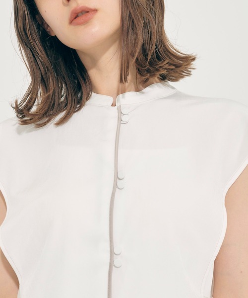 PUBLIC TOKYO（パブリックトウキョウ）の「フレンチスリーブレイヤードブラウス/ウォッシャブル（シャツ/ブラウス・レディース・ダークグレー/ホワイト/グリーン/ブルー・FREE）」の16枚目の写真