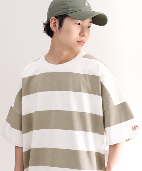 Java(ジャバ)の「《JaVa ジャバコラボ》綿100%、ワイドボーダーbigシルエットトップス(Tシャツ/カットソー・メンズ・ブラック/ブラウン/グリーン系その他/グレイッシュベージュ・MEDIUM/LARGE/X-LARGE)」の10枚目の写真