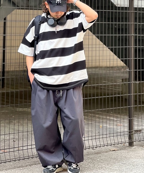 Java(ジャバ)の「《JaVa ジャバコラボ》綿100%、ワイドボーダーbigシルエットトップス(Tシャツ/カットソー・メンズ・ブラック/ブラウン/グリーン系その他/グレイッシュベージュ・MEDIUM/LARGE/X-LARGE)」の19枚目の写真
