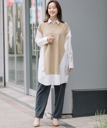 Munich | タイプライター×ニットドッキングシャツワンピース(シャツワンピース)