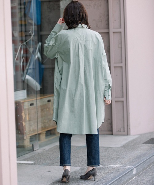 Munich（ミューニック）の「タイプライター×ニットドッキングシャツワンピース（シャツワンピース・レディース・エメラルド/ブラック/ホワイト・FREE）」の6枚目の写真