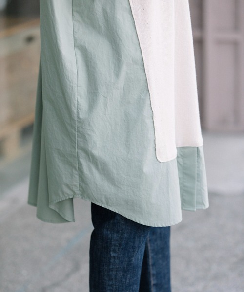 Munich（ミューニック）の「タイプライター×ニットドッキングシャツワンピース（シャツワンピース・レディース・エメラルド/ブラック/ホワイト・FREE）」の15枚目の写真