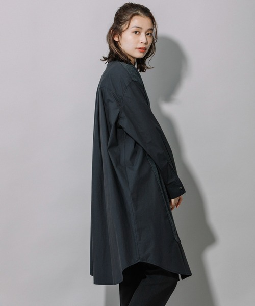 Munich（ミューニック）の「タイプライター×ニットドッキングシャツワンピース（シャツワンピース・レディース・エメラルド/ブラック/ホワイト・FREE）」の20枚目の写真