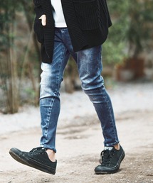 mp10219-Hem Rib Sarrouel Skinny Denim Pants デニムパンツ