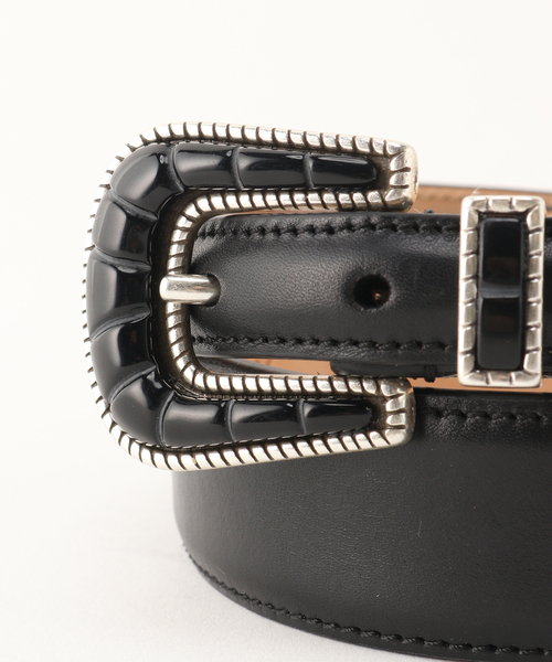 EDIFICE ベルト 新品 サイズ 8  シルバーオーストリッチ ブラック EDIFICE（エディフィス）の「【SILVER OSTRICH / シルバー