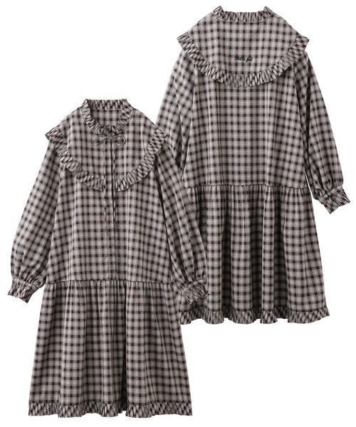 MILKFED.(ミルクフェド)の「PLAID PLEATED BIG COLLAR DRESS(ワンピース・レディース・ベージュ/ネイビー/レッド・ONE SIZE)」の2枚目の写真