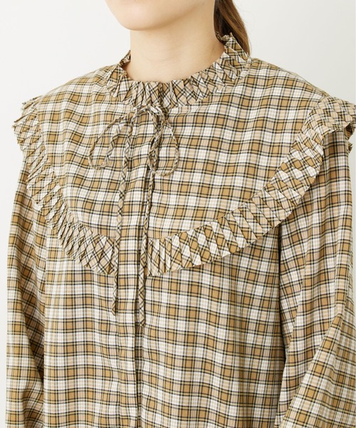 MILKFED.(ミルクフェド)の「PLAID PLEATED BIG COLLAR DRESS(ワンピース・レディース・ベージュ/ネイビー/レッド・ONE SIZE)」の8枚目の写真