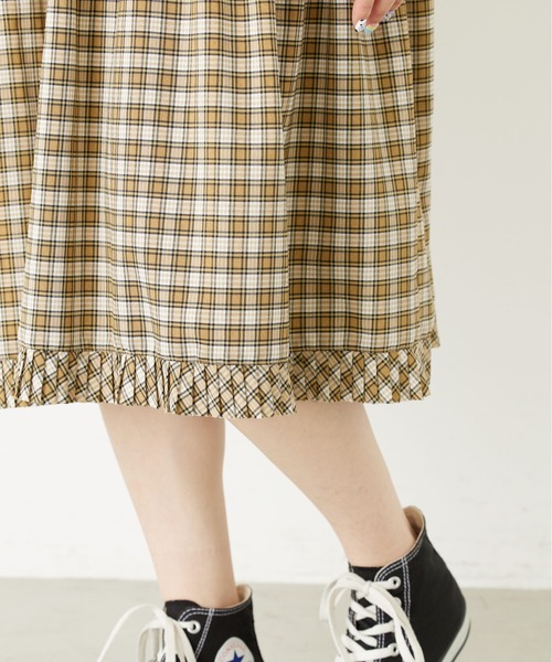 MILKFED.(ミルクフェド)の「PLAID PLEATED BIG COLLAR DRESS(ワンピース・レディース・ベージュ/ネイビー/レッド・ONE SIZE)」の6枚目の写真