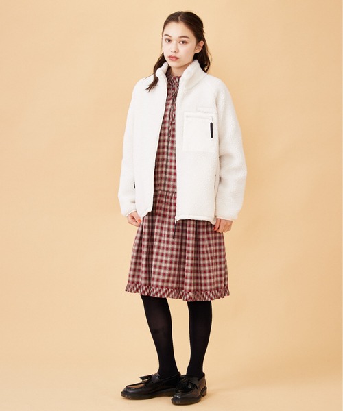 MILKFED.(ミルクフェド)の「PLAID PLEATED BIG COLLAR DRESS(ワンピース・レディース・ベージュ/ネイビー/レッド・ONE SIZE)」の10枚目の写真