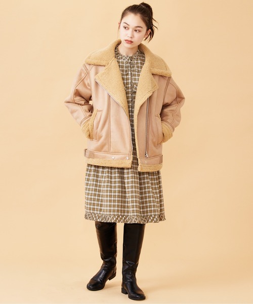 MILKFED.(ミルクフェド)の「PLAID PLEATED BIG COLLAR DRESS(ワンピース・レディース・ベージュ/ネイビー/レッド・ONE SIZE)」の12枚目の写真