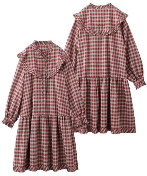 MILKFED.(ミルクフェド)の「PLAID PLEATED BIG COLLAR DRESS(ワンピース・レディース・ベージュ/ネイビー/レッド・ONE SIZE)」の17枚目の写真