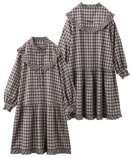 MILKFED.(ミルクフェド)の「PLAID PLEATED BIG COLLAR DRESS(ワンピース・レディース・ベージュ/ネイビー/レッド・ONE SIZE)」の9枚目の写真