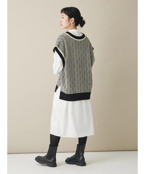 CRAFT STANDARD BOUTIQUE(クラフトスタンダードブティック)の「シンプルバンドカラーワンピース *◆(シャツワンピース・レディース・ブラック/オフホワイト・M/L)」の17枚目の写真