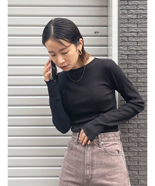 Ungrid(アングリッド)の「オーガニックコットンテレコロングスリーブTee(Tシャツ/カットソー・レディース・アイボリー/ブラック・FREE)」の9枚目の写真