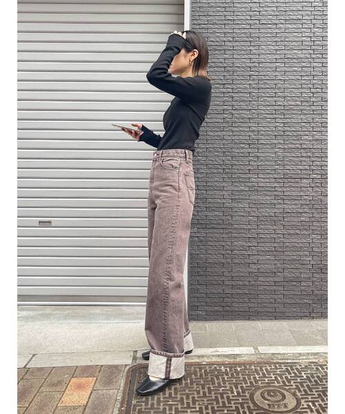 Ungrid(アングリッド)の「オーガニックコットンテレコロングスリーブTee(Tシャツ/カットソー・レディース・アイボリー/ブラック・FREE)」の13枚目の写真