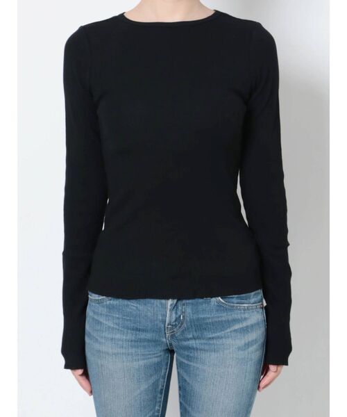 Ungrid(アングリッド)の「オーガニックコットンテレコロングスリーブTee(Tシャツ/カットソー・レディース・アイボリー/ブラック・FREE)」の3枚目の写真