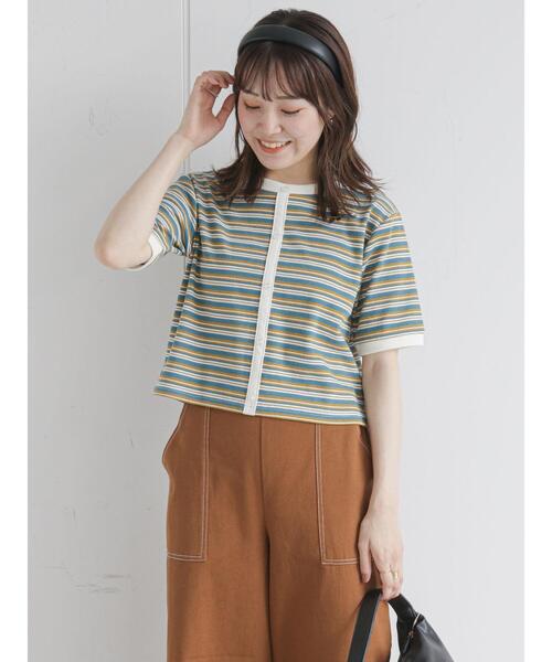 ehka sopo（エヘカソポ）の「前後着2WAYマルチボーダープルオーバー（Tシャツ/カットソー・レディース・ブラウン/レッド/グリーン/キナリ・ﾌﾘ-）」の5枚目の写真