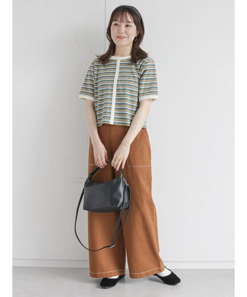 ehka sopo（エヘカソポ）の「前後着2WAYマルチボーダープルオーバー（Tシャツ/カットソー・レディース・ブラウン/レッド/グリーン/キナリ・ﾌﾘ-）」の6枚目の写真