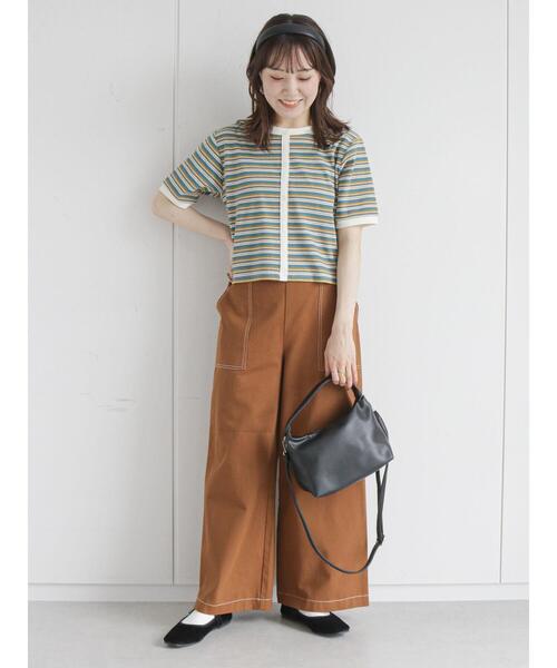 ehka sopo（エヘカソポ）の「前後着2WAYマルチボーダープルオーバー（Tシャツ/カットソー・レディース・ブラウン/レッド/グリーン/キナリ・ﾌﾘ-）」の7枚目の写真