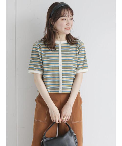 ehka sopo（エヘカソポ）の「前後着2WAYマルチボーダープルオーバー（Tシャツ/カットソー・レディース・ブラウン/レッド/グリーン/キナリ・ﾌﾘ-）」の9枚目の写真