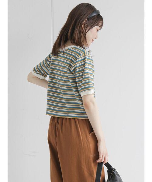 ehka sopo（エヘカソポ）の「前後着2WAYマルチボーダープルオーバー（Tシャツ/カットソー・レディース・ブラウン/レッド/グリーン/キナリ・ﾌﾘ-）」の10枚目の写真