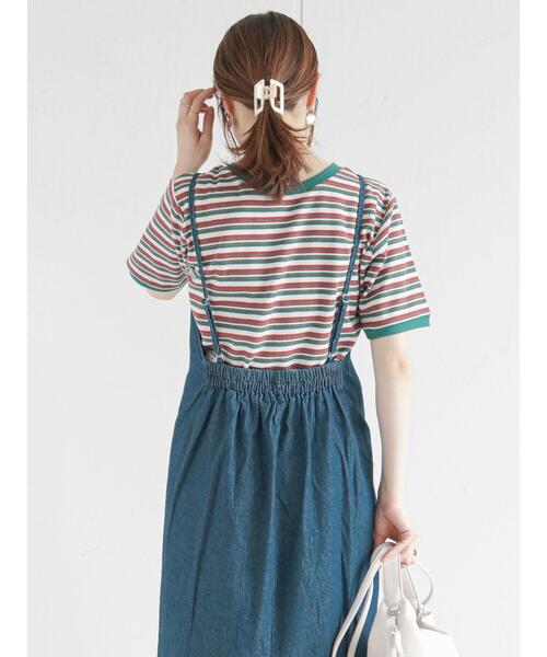 ehka sopo（エヘカソポ）の「前後着2WAYマルチボーダープルオーバー（Tシャツ/カットソー・レディース・ブラウン/レッド/グリーン/キナリ・ﾌﾘ-）」の15枚目の写真