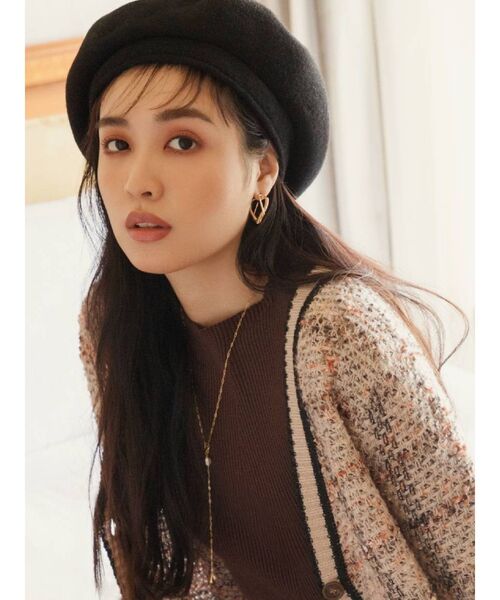 RESEXXY（リゼクシー）の「フェイクウールベレー帽（ハンチング/ベレー帽・レディース・ブラック/ベージュ・FREE）」の2枚目の写真