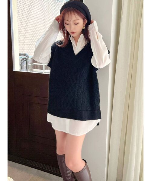 RESEXXY（リゼクシー）の「フェイクウールベレー帽（ハンチング/ベレー帽・レディース・ブラック/ベージュ・FREE）」の10枚目の写真