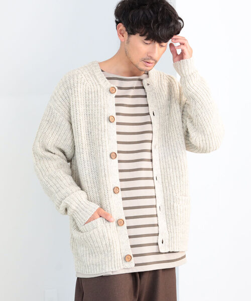 B:MING by BEAMS(ビーミングバイビームス)の「B:MING by BEAMS / 3ゲージ 片畦 クルーネックカーディガン(カーディガン/ボレロ・メンズ・ブラウン/グレー/ナチュラル・SMALL/MEDIUM/LARGE/X-LARGE)」の17枚目の写真