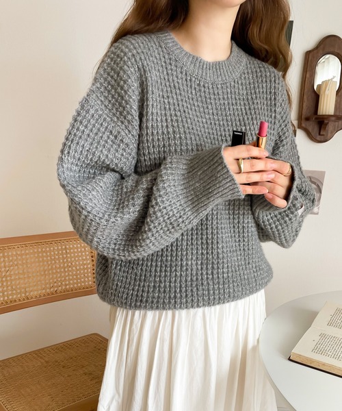 Java(ジャバ)の「《JaVaジャバ コラボ》シンプルの銘品。ミックスカラー糸ワッフルオーバーサイズニットプルオーバー(ニット/セーター・レディース・ブラック/グレー/ピンク/アイボリー・SMALL/MEDIUM/LARGE/X-LARGE)」の7枚目の写真