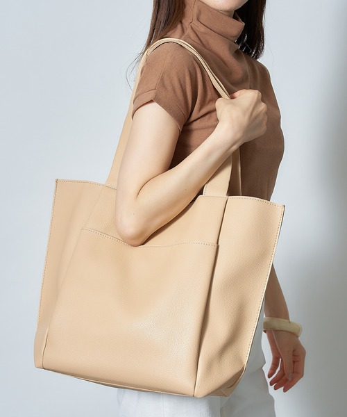 MAISON BREEZE（メゾンブリーズ）の「【MAISON BREEZE】大容量PUレザートートバッグ KNF（トートバッグ・レディース・ベージュ/ブラウン/ブラック・FREE）」の9枚目の写真