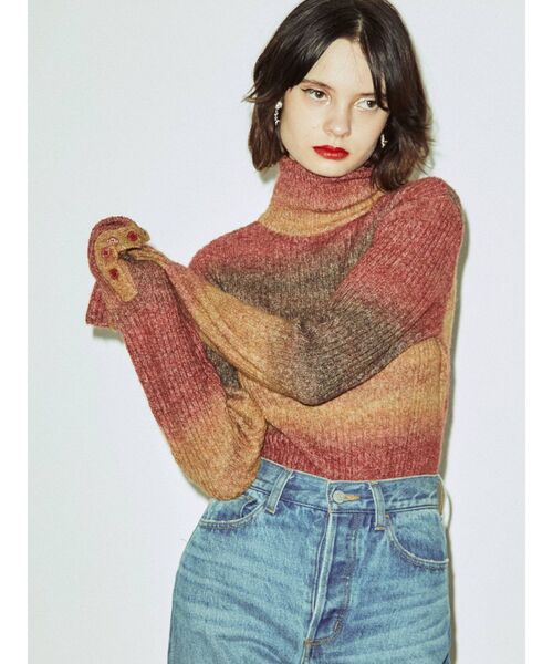 jouetie(ジュエティ)の「グラデーションタートルニット(ニット/セーター・レディース・ブルー/パープル/オレンジ・MEDIUM)」の1枚目の写真